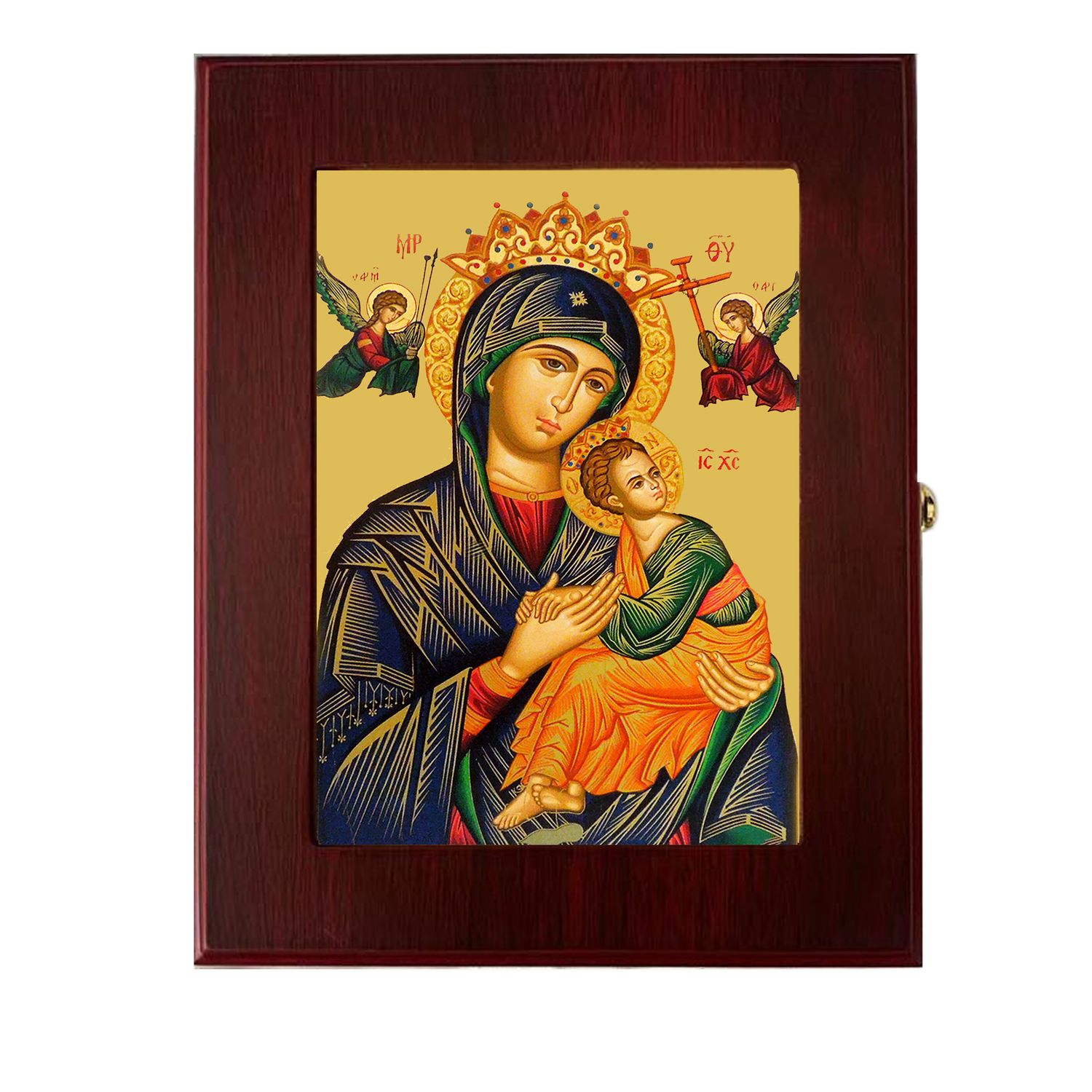Our Lady of Perpetual Help Wall Hanging Framed Icon Box - for rosary, prayer cards etc.  7.5"