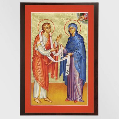 Mary Vesting St John Icon on Wood - Icon Reproduction