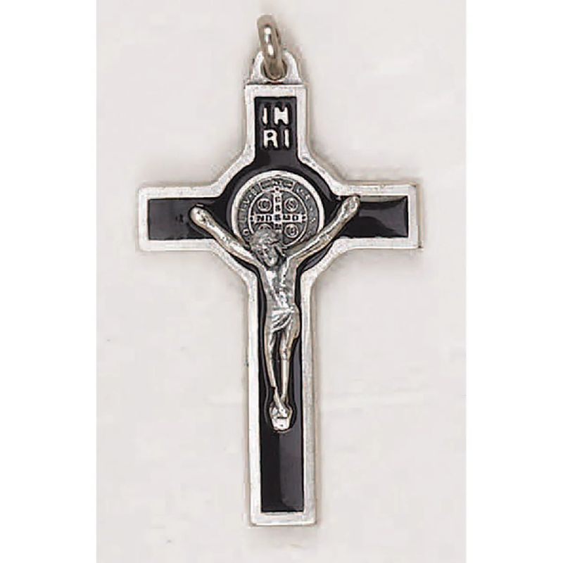 Saint Benedict Black Enameled Cross 2"