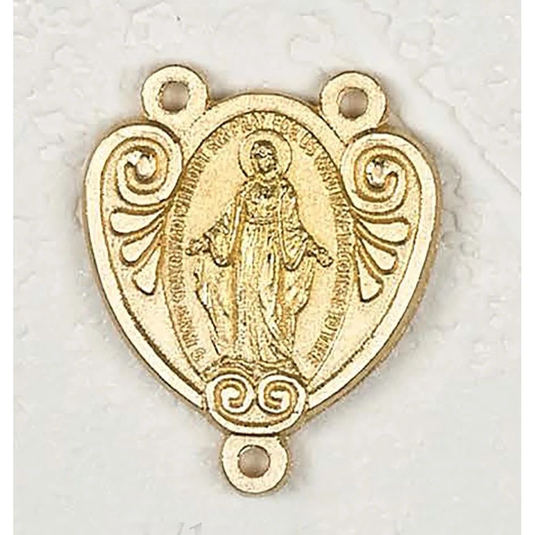 Miraculous Medal Deluxe Rosary Center gold tone