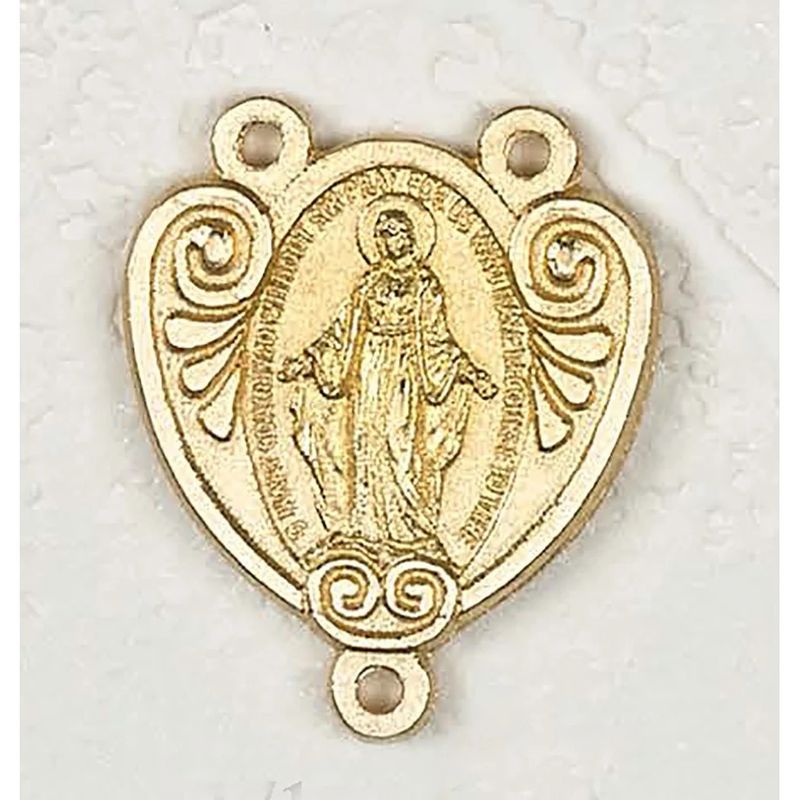 Miraculous Medal Deluxe Rosary Center gold tone