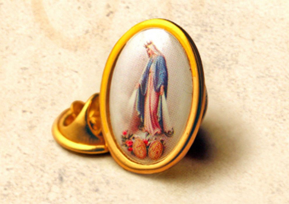Our Lady of Grace Lapel Pin gold oval