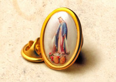 Our Lady of Grace Lapel Pin gold oval