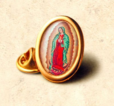 Our Lady of Guadalupe Lapel Pin gold oval 1"
