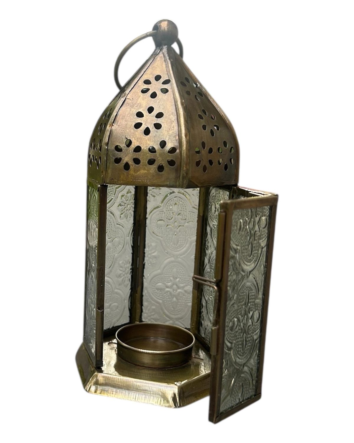 Brass Glass Tea Light Candle Holder