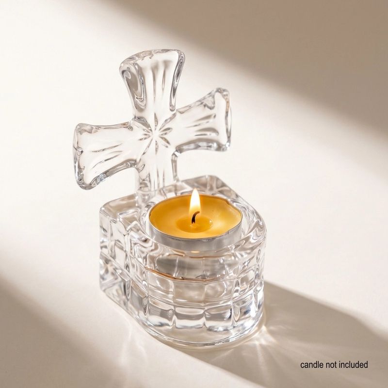 Crystal Glass Cross Tealight Holder
