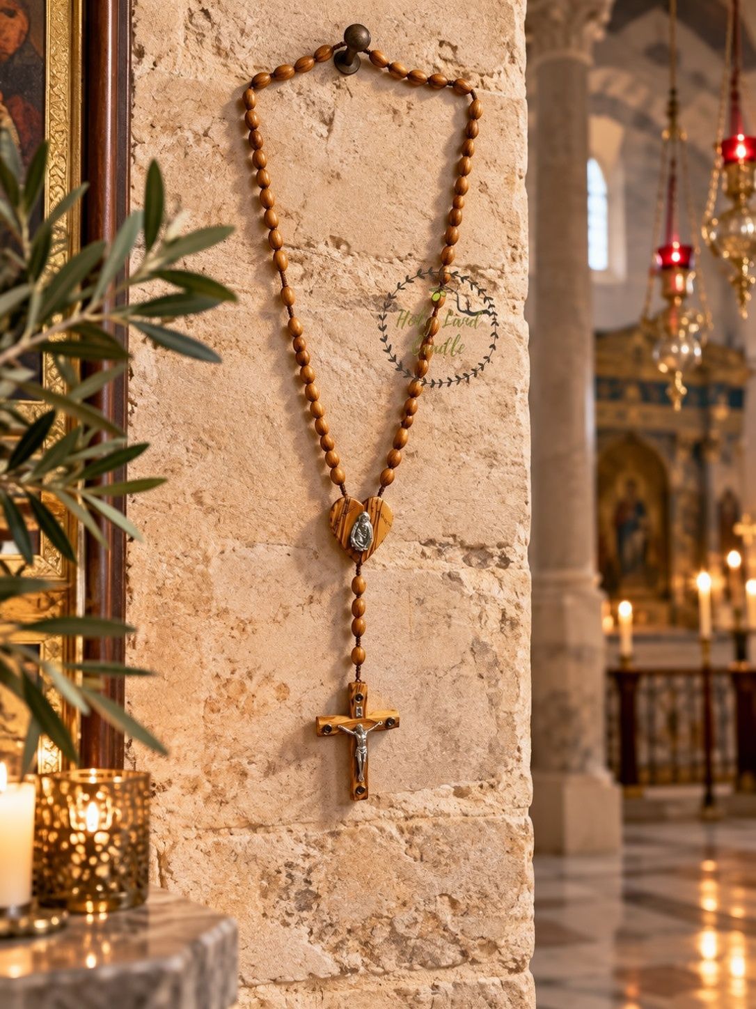 Holy Land Olive Wood Wall Rosary — God Bless Our Home