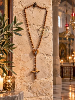 Holy Land Olive Wood Wall Rosary — God Bless Our Home Holy Land Olive Wood Wall Rosary — God Bless Our Home