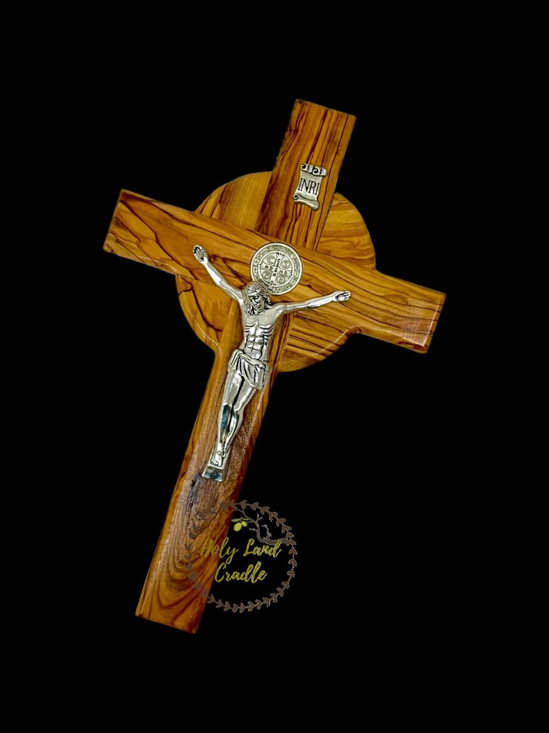 St Benedict Olive Wood Cross  6.3"