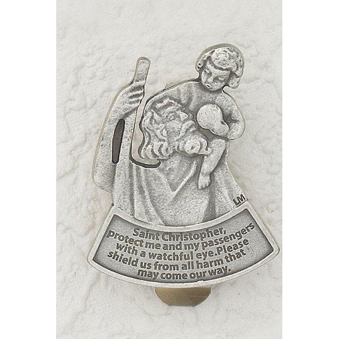 Saint Christopher Protect Me Silver Tone Visor Clip