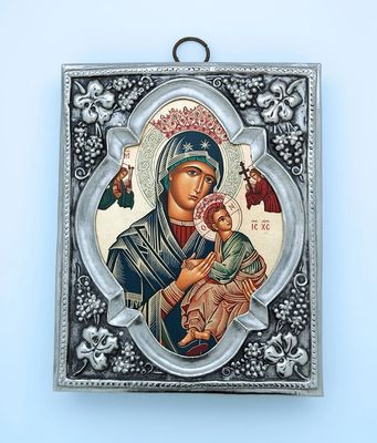 Our Lady of Perpetual Help Silver Overlay Greek Icon
