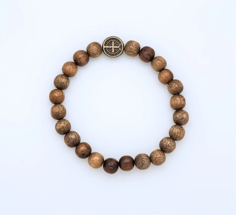 Benedict Medal Brazilian Wood Bracelet