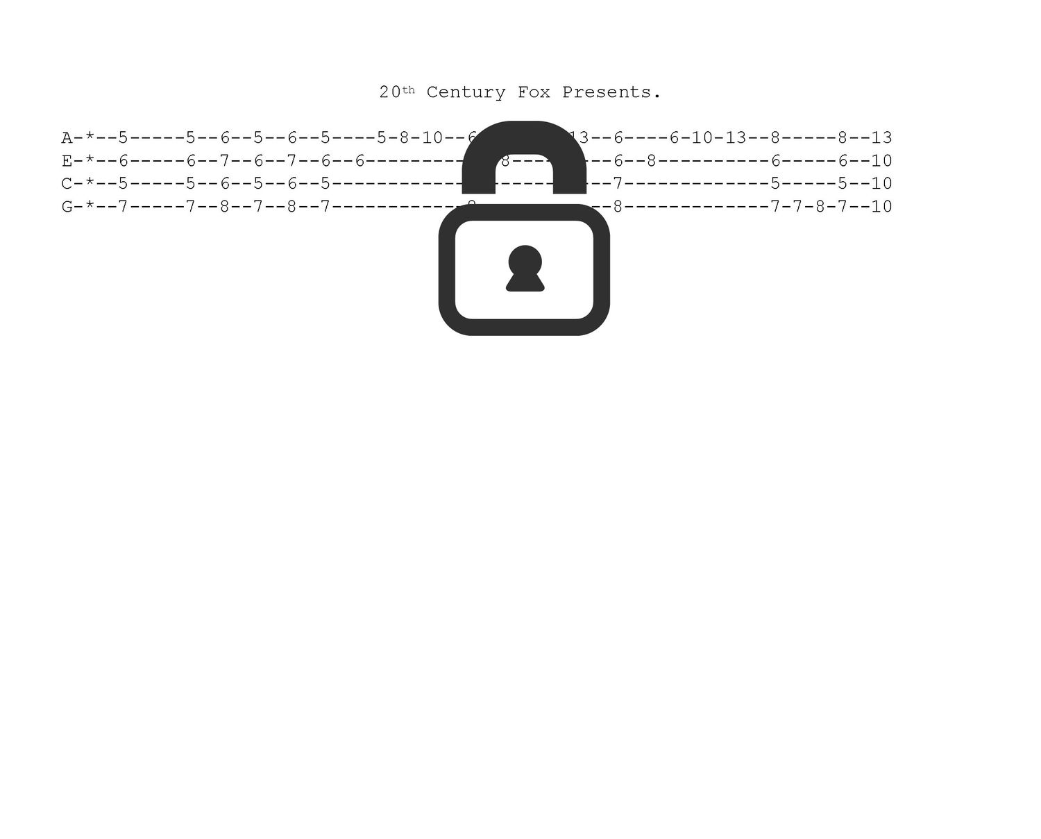 &quot;20th Century Fox Presents&quot; Fingerstyle Ukulele Tab Sheet