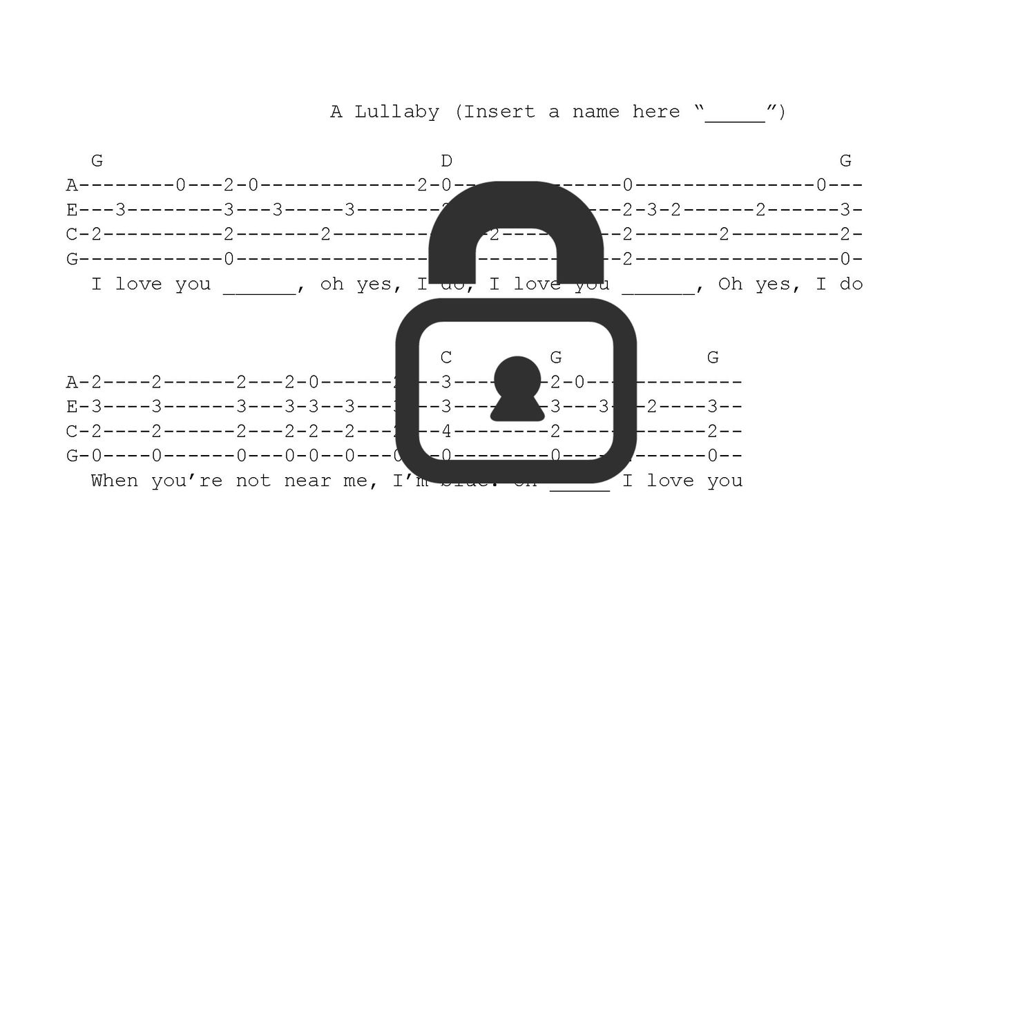 &quot;A Lullaby&quot; Fingerstyle Ukulele Tab Sheet