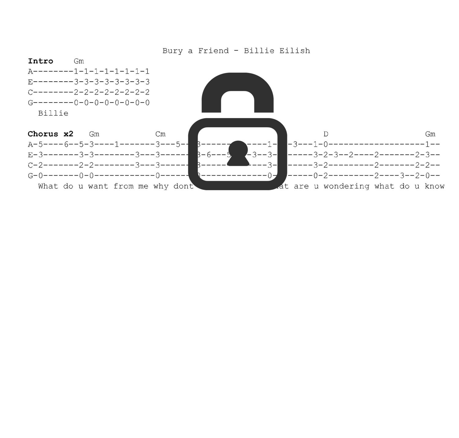 &quot;Bury a Friend - Billie Eilish&quot; Fingerstyle Ukulele Tab Sheet