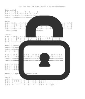 &quot;Can You Feel the Love Tonight - Disney&quot; Fingerstyle Ukulele Tab Sheet