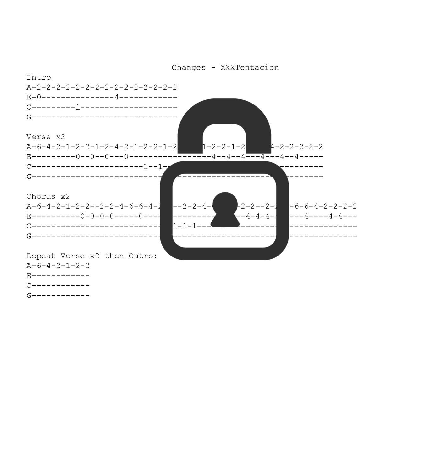 &quot;Changes - XXXTentacion&quot; Fingerstyle Ukulele Tab Sheet