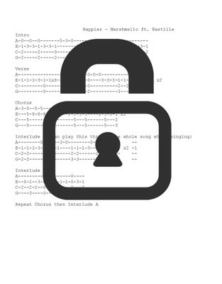 &quot;Happier - Marshmello&quot; Fingerstyle Ukulele Tab Sheet