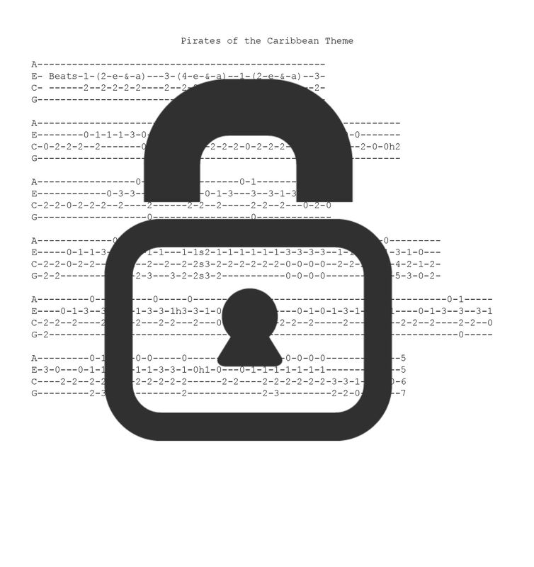pirates of the caribbean theme song ukulele tabs