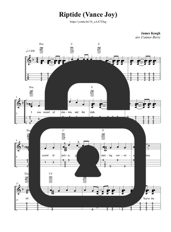 "Riptide Vance Joy" Fingerstyle Ukulele Tab Sheet