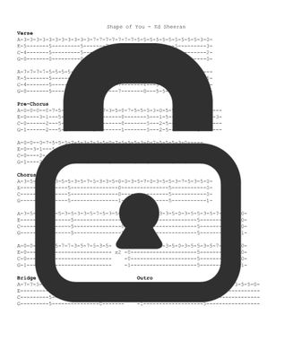 &quot;Shape of You - Ed Sheeran&quot; Fingerstyle Ukulele Tab Sheet