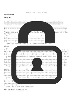 &quot;Savage Love - Jason Derulo and Jawsh 685&quot; Fingerstyle Ukulele Tab Sheet