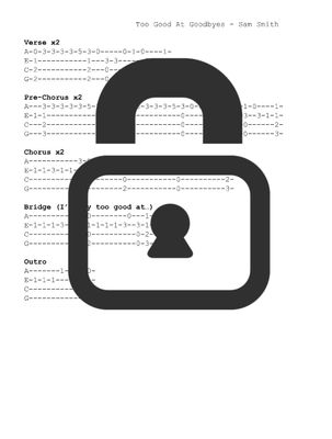 &quot;To Good at Goodbyes - Sam Smith&quot; Fingerstyle Ukulele Tab Sheet