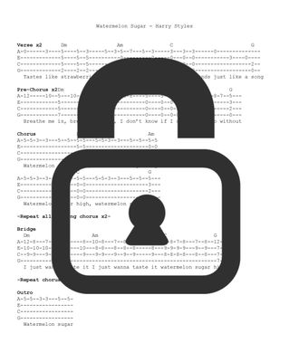 &quot;Watermelon Sugar - Harry Styles&quot; Fingerstyle Ukulele Tab Sheet