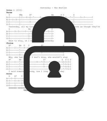 &quot;Yesterday - The Beatles&quot; Fingerstyle Ukulele Tab Sheet