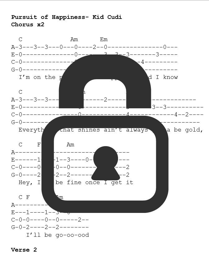 &quot;Pursuit of Happiness - Kid Cudi&quot; Fingerstyle Ukulele Tab Sheet