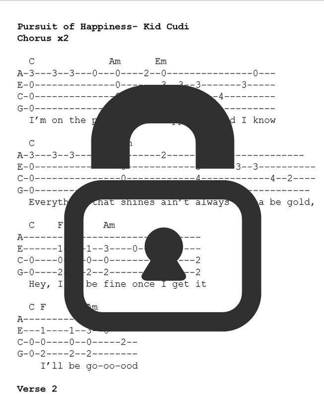 "Pursuit of Happiness Kid Cudi" Fingerstyle Ukulele Tab Sheet