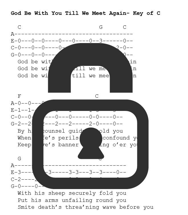 &quot;God Be with You till We Meet Again - Hymn &quot; (Key of C and Key of G) Fingerstyle Ukulele Tab Sheet