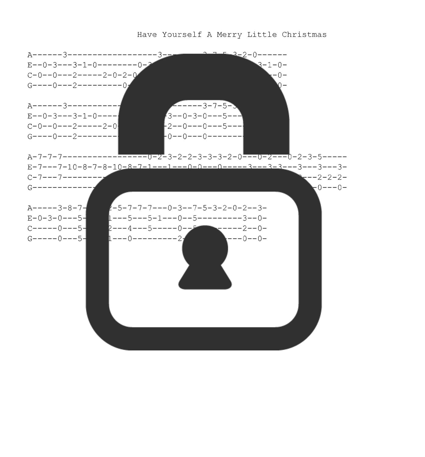 &quot;Have Yourself a Merry Little Christmas&quot; Fingerstyle Ukulele Tab Sheet