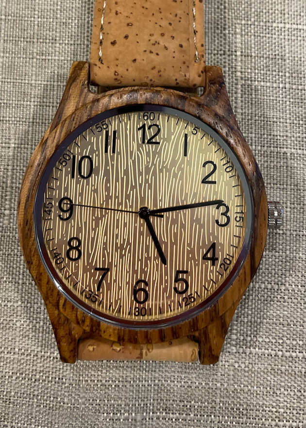 Zebrawood Watch 45 mm with Cork Band