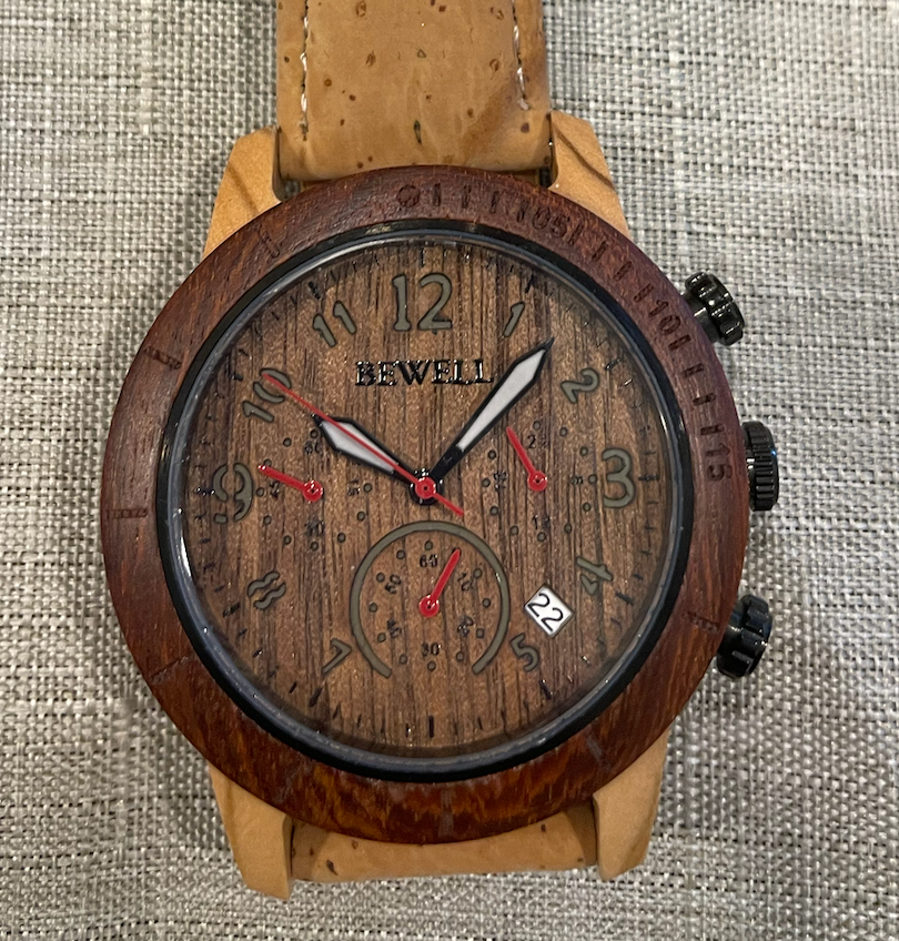 Sandalwood Bezel Chronograph Watch 40 mm with Cork Band