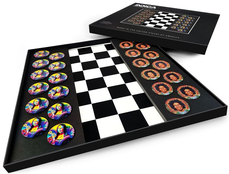 Indica Cannabis Checkerboard Set with double-sided checkers