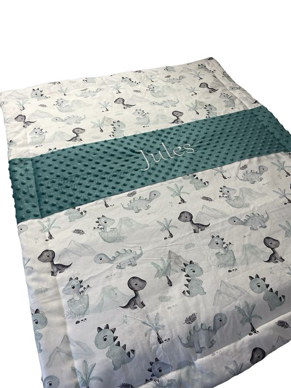 Couverture dinosaures bleu