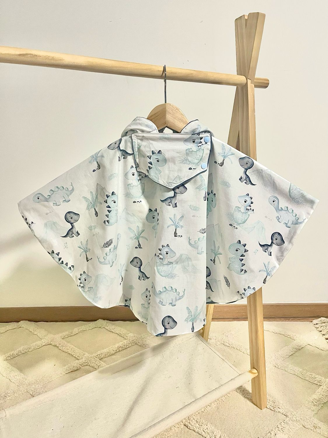 Poncho dinosaures bleu imperméable