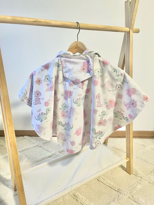 Poncho dinosaures rose imperméable