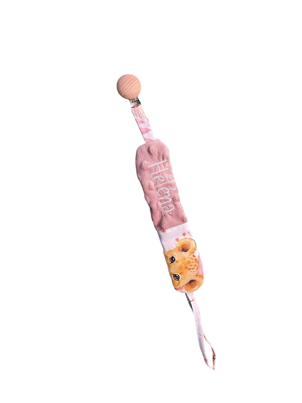 Attache tétine jungle rose