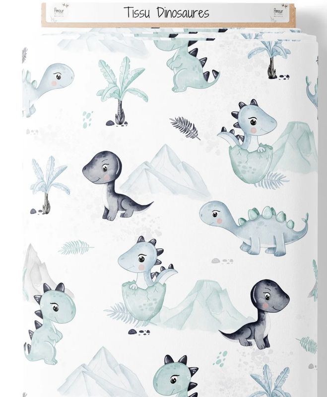 Tour de lit dinosaures bleu