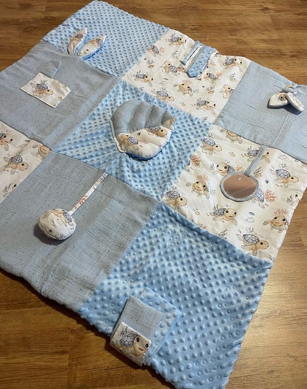 Tapis d’éveil tortue bleue