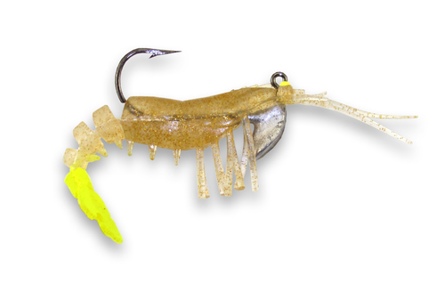 43 Vudu Shrimp Gold Flake - Chartreuse Tail 3.25 inch 1/4 oz (2pk) DISCONTINUED
