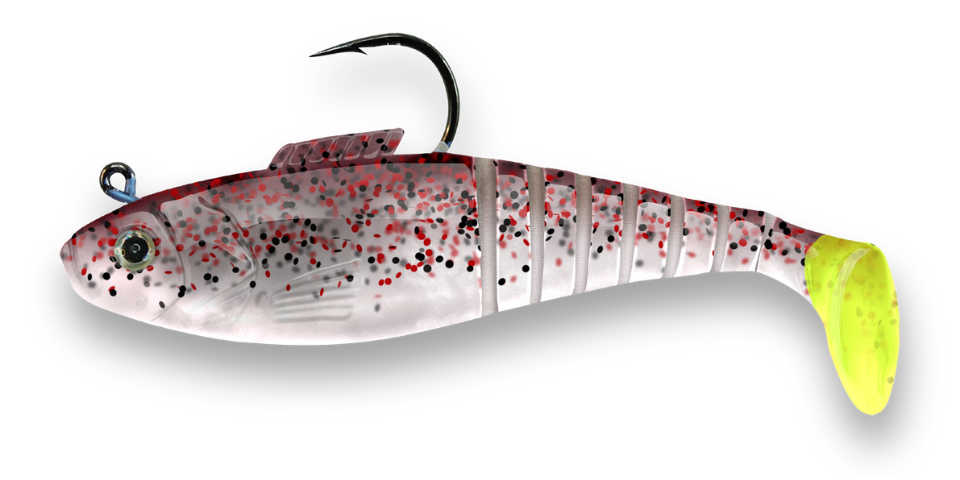 VUDU SHAD 3 – 2 Paquets De 3 Leurres Souples Pour Pêche En Mer – Dont Un Pack Glow