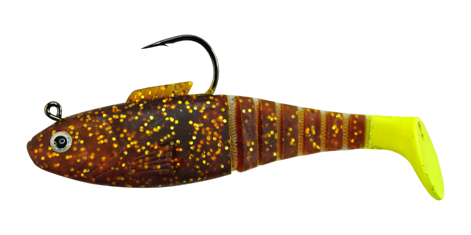 06 Vudu Shad Rootbeer Chartreuse  4 inch 3/8 oz 3/pk