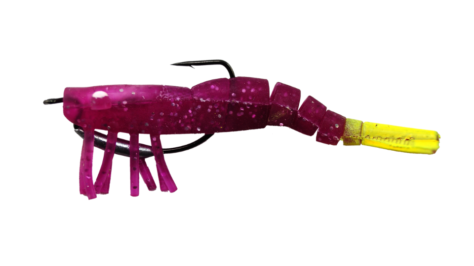 03 Vudu Weedless Shrimp Purple/Chart 3.5 inch 1/8 oz 2/pk