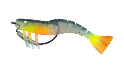 55 Vudu Weedless Shrimp Green Hornet 3.5 inch 1/8 oz 2/pk