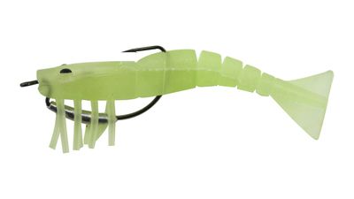 08 Vudu Weedless Shrimp Glow  3.5 inch 1/8 oz 2/pk