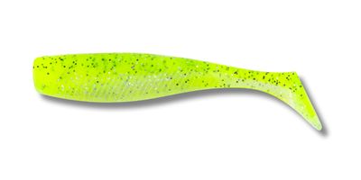 05 Quiver Shad Lime Slice 4 inch 5/pk with 1/4 oz Vudu Jig Head