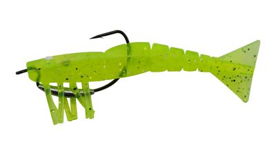 05 Vudu Weedless Shrimp Chartreuse  3.5 inch 1/8 oz 2/pk